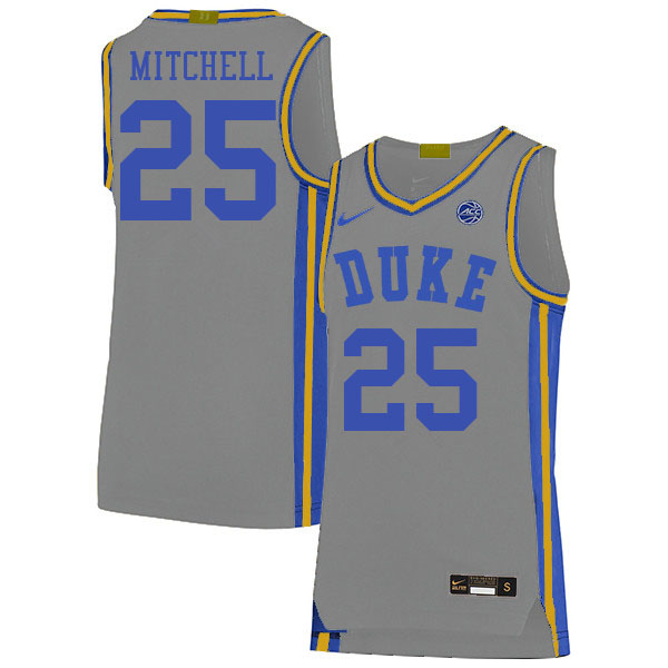 Men #25 Mark Mitchell Duke Blue Devils 2022-23 College Stitched Basketball Jerseys Sale-Gray